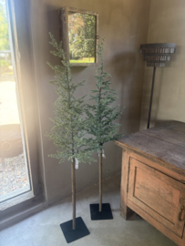 Leuk vergrijsde kerstboom 150 cm kerstboom met lichtjes op voet