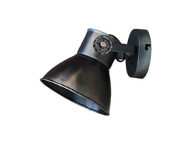 Industriële oud gerecycled metalen spotje hanglamp wandlamp 1 zwarte zwart kap spot spots  plafondlamp plafoniere metaal verstelbaar landelijk stoer vintage