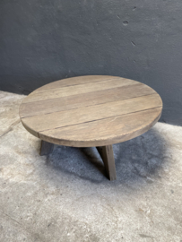 Landelijke vergrijsd houten tafel Salontafel lounge OUTDOOR Tuintafel Rond 90 cm