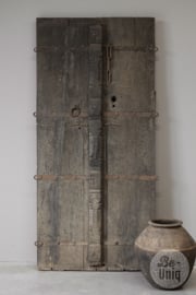 Prachtige grote oude vergrijsd houten poort deur wandpaneel wanddecoratie landelijk patine patina 126 x 88 cm