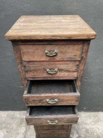 Orginele oude hoge smalle kast archiefkast ladekast ladenkast landelijk stoer vintage 152 x 48 x D41 cm