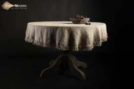 Pure linnen vlasz collectie tafelkleden rond beige zand en stonewashed grey