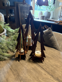 Leuke roest metalen kerstboom Groot large kerstboompjes theelicht theelichthouder kandelaar tuin kandelaar klein
