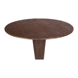 Stoere metalen bartafel 70 x 70 x H107 cm bruin brons kleur metaal rond