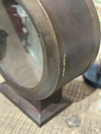 Bruine ronde metalen lantaarn windlicht stoer landelijk vintage