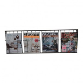 Metalen wandrek tijdschriftenrek lectuurrek tijdschriften magazine magazines lectuurbak bordenrek  lijstjes foto's schap draadijzer mand wandrek