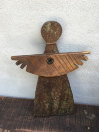 Houten engel kerst staand en hang  hout klein engeltje vintage landelijk stoer met touw