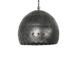 Stoere vergrijsde grijze metalen hanglamp lamp plafondlamp 52 cm landelijk vintage retro korflamp  industrieel zwart grijs