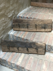 Railway houten kapstok oud hout 60-65 cm stoer landelijk wandhaken industrieel
