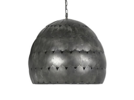 Stoere vergrijsde grijze metalen hanglamp lamp plafondlamp 52 cm landelijk vintage retro korflamp  industrieel zwart grijs