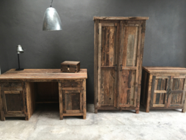 Stoere dichte houten kast truckwood railway hout 175 x 90 x 45 cm 2 Deurs landelijk stoer robuust