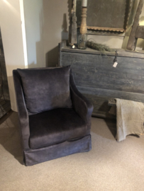 Prachtige antraciet donkergrijs zwart velours bijzetfauteuil fauteuil stoel landelijk hotel chique chique