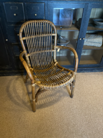 Vintage naturel rotan rieten stoel stoelen eetkamerstoel fauteuil bistro landelijk stoer