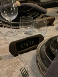 Oude houten krijtbordjes naambordje krijtbord prijskaartje gastenbordje tafelschikking naamkaartje tekstbordje tekstbord staand