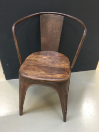 Bruin Metalen stoel stoelen stoeltje bruine stoeltjes industrieel retro met houten zitting stoer urban