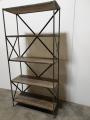 Metalen grote kast wandkast boekenkast legplanken schap rek industrieel 198 x 96 x 40 cm grijs hout metaal
