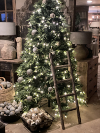 Oud houten laddertje ladder rek handdoekenrek plaid 120 cm recht laddertjes gemaakt van oude paaltjes landelijk stoer