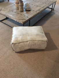 Canvas poef kussen lounge beige grijs vergrijsd  hondenkussen creme 67 X 50 X H25 cm
