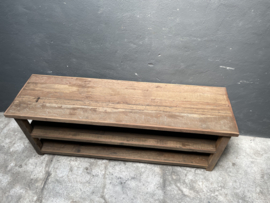 Stoere oud vergrijsd houten landelijke salontafel sidetable tvmeubel schap rek 160 x 45 x H60 cm televisie Bassano landelijk