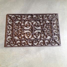 Gietijzeren deurmat wandpaneel hek rek rooster landelijk gietijzer 73 x 46 cm rechthoekige