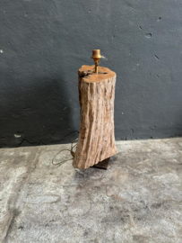 Gave stoere houten tafellamp lamp stronk stam boomstam landelijk lampevoet