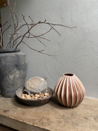 Prachtige grote stenen aardewerk vaas oud roze rose groot pot Broste