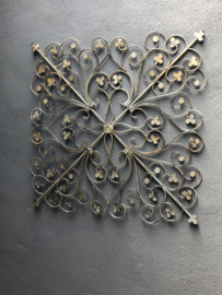 Metalen wandpaneel wanddecoratie wandpanelen ruit Mandela 64 x 64 cm stoer landelijk grijs bruin vintage