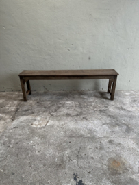 Hele gave oude lange vergrijsd houten bank 155 cm landelijk stoer eetkamertafel bank sidetable