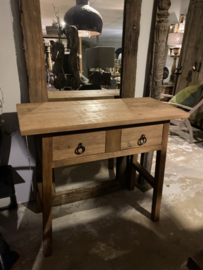 Naturel houten ladekast dressoir haltafel wastafel wandmeubel Met 2 lades Sidetable landelijk stoer