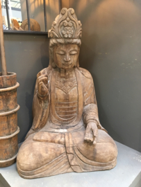 MEGA groot houten buddha beeld boeddha 120 cm  boedha landelijk stoer vergrijsd doorleefd