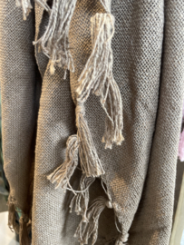 Grove plaid deken 160 x 130 cm doek landelijk shabby taupe bruin