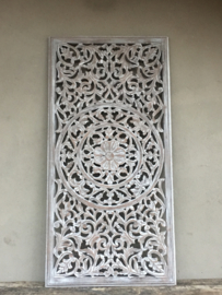 Prachtig groot Wandpaneel wandornament landelijk shabby licht grijs 120 x 60 cm