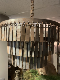 metalen (Hanglamp) lamel 60 cm bruin/grijs kroonluchter schijfjes industrieel landelijk stoer lamellen lamellenlampenkap zonder fitting