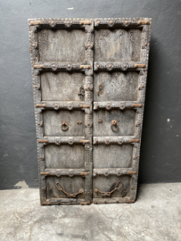 Stoere vergrijsd houten deur poort Luik wandpaneel wandscherm wanddecoratie landelijk stoer industrieel urban 166 x 94 x 6 cm