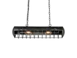 Stoere metalen hanglamp lamp plafondlamp 70 cm lichtbak tlbak - model landelijk vintage retro korflamp  industrieel zwart grijs