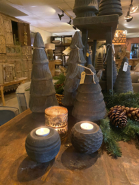Vergrijsd houten kerstboom 25 cm boom boompje boompjes den spar landelijk stoer kerstdecoratie
