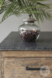 Glaspot glazen pot met vergrijsd houten deksel landelijk snoeppot voorraadpot Arnhem medium middel H20 x 16 cm