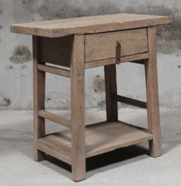 Oude vergrijsd houten sidetable wandtafel ladekast landelijk stoer L93 x 45 x H83 cm