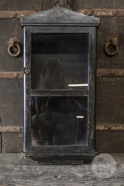 Oud vitrine kastje medicijnenkastje kast 60 x 30 x 10 cm zwart black vintage Oosters vitrinekastje stoer landelijk Brocant industrieel