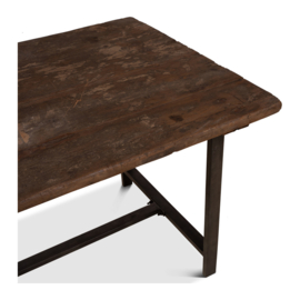 Stoere landelijke tafel eettafel keukentafel euro bureau 122 x 90 cm stoer industrieel houten blad metalen onderstel 122 x 90 x H78 cm