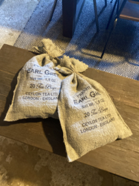 Shabby linnen decoratie zak opdruk earl grey tea bag thee  landelijk