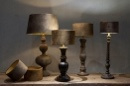 Stoere zwartbruine lamp balusterlamp inclusief velours lampenkap hoogte 64 cm stoer landelijk industrieel vintage