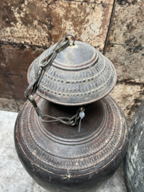 HOFFZ grote oude koperen pot vaas met deksel kruik landelijk stoer vintage  antiek