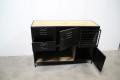 Zwart metalen kast kastje met houten blad dressoir locker 128 x 40 x H90 cm industrieel sidetable ladenkast