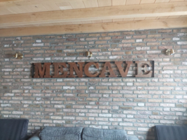 Mencave mancave groot metalen reclamebord wandpaneel industrieel gevelreclame etalage Eye-catcher gevelbord wanddecoratie industrieel letters metaal roest bruin