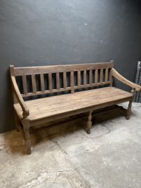 Gave grote oude houten bank eetbank 212 cm eettafelbank Wonen landelijke stijl WLS tuinbank stationsbank loungebank landelijk stoer