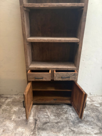 Grote truckwood railway houten kast schap lades deurtjes keukenkast servieskast ladekast boekenkast keuken kast SEP landelijk stoer legplanken 200 x 80 x 30 cm