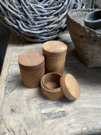 Naturel houten potje bakjes met deksel potjes landelijk boho stoer medium middel  badkamer