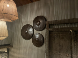 Gave ronde metalen gong 54 cm wanddecoratie wandpaneel landelijk stoer industrieel vintage