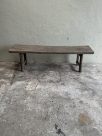 Oude lange vergrijsd houten bank eettafelbank eetkamerbank landelijk stoer 169 cm